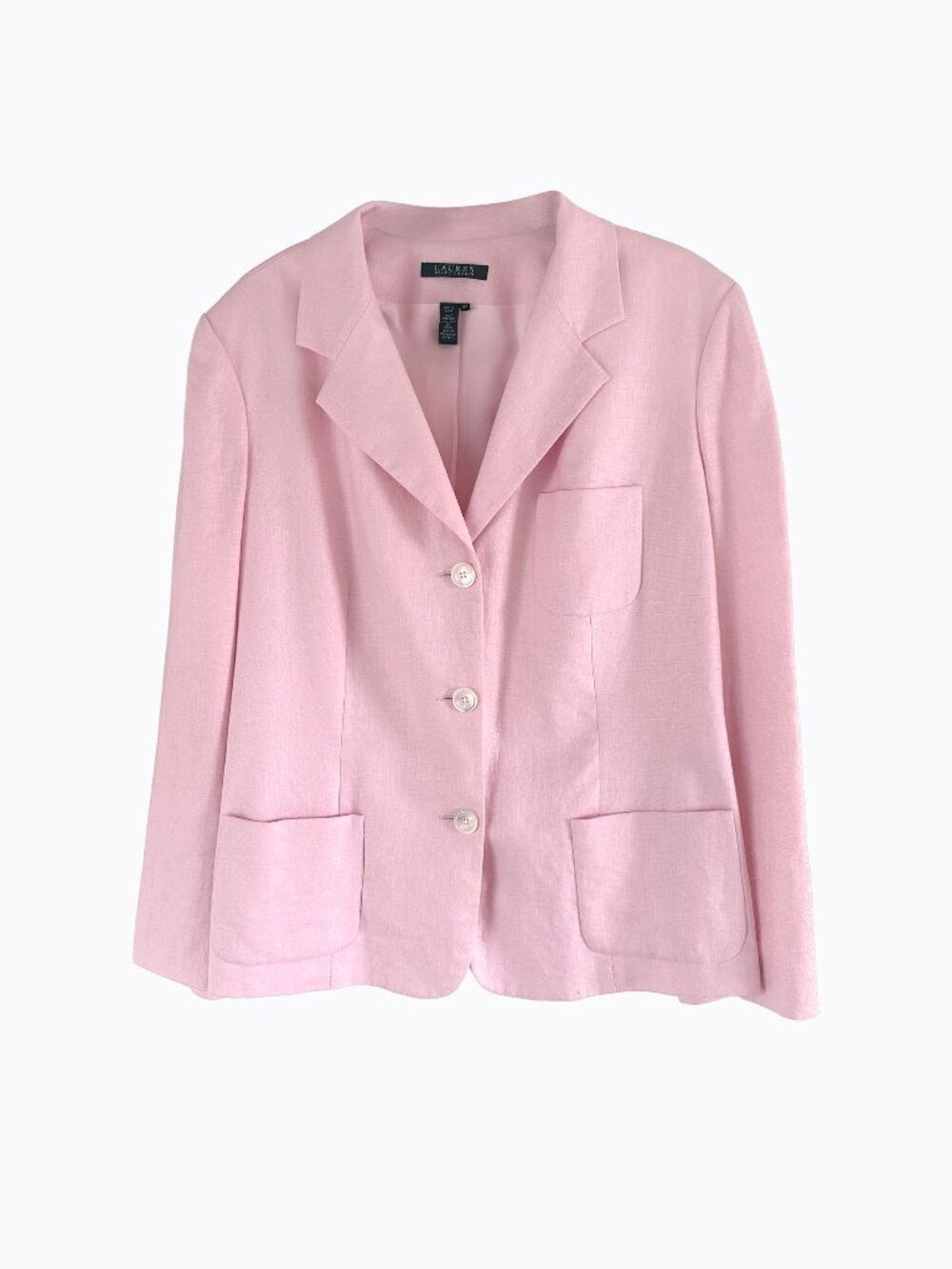 Vintage Lauren Ralph Lauren 18W Pink Linen Blazer Spring Sport Coat Preppy Chic